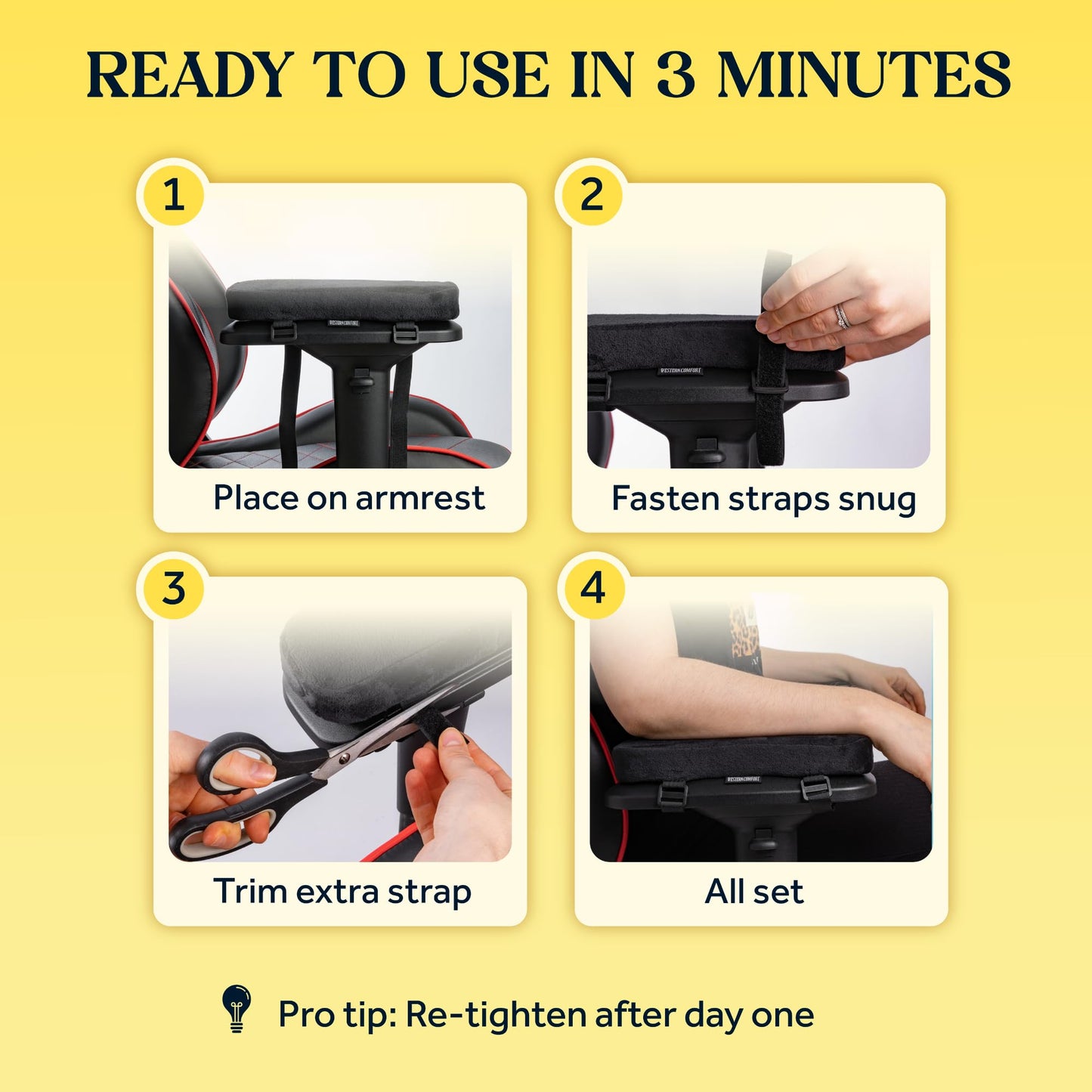 WESTERN COMFORT Thick Office Chair Arm Pads - Office Chair Arm Covers - Armrest Pillow (Flat)