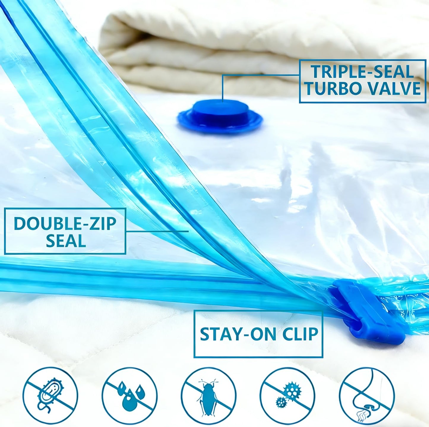 2 Pack 100 X 130cm Vacuum Storage Bags, Extra Large Strong Space Saver Compression Bags