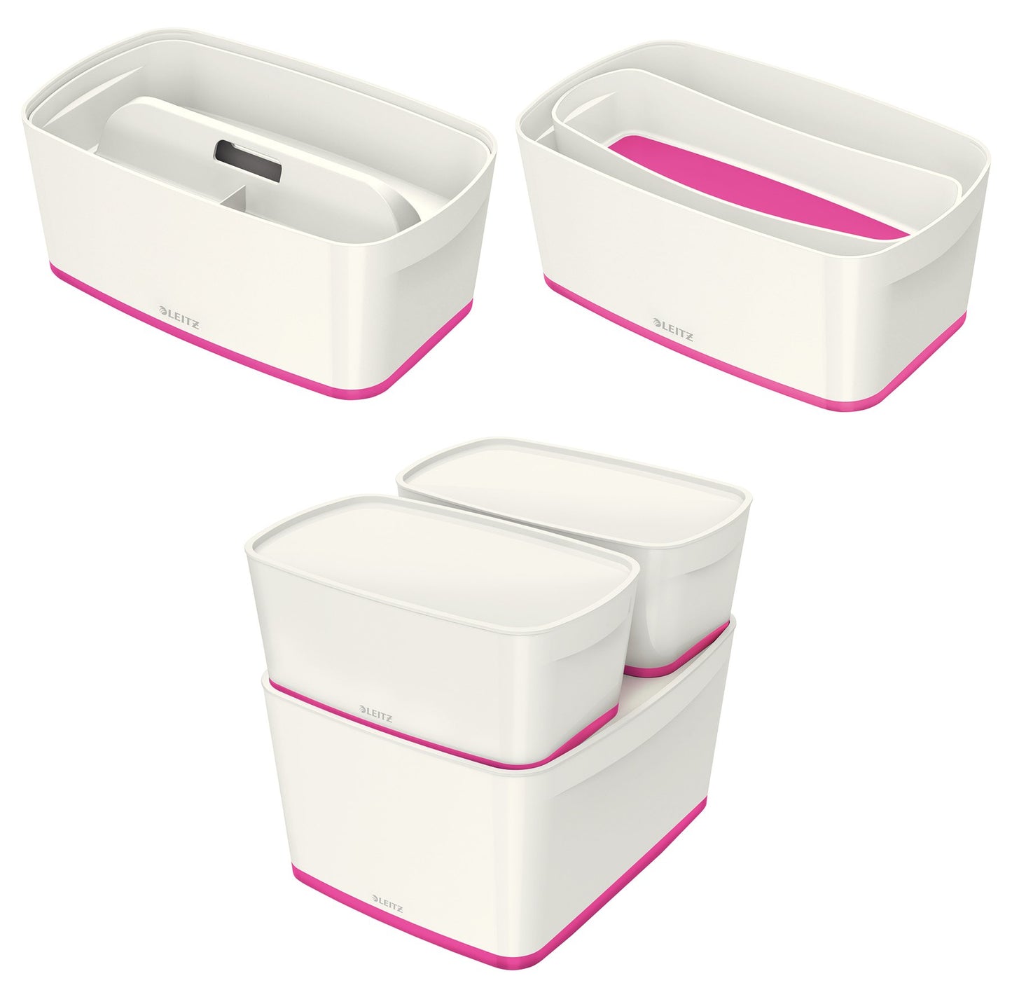 Leitz 5 Litre Storage Box with Lid, waterproof ABS, Pink Metallic