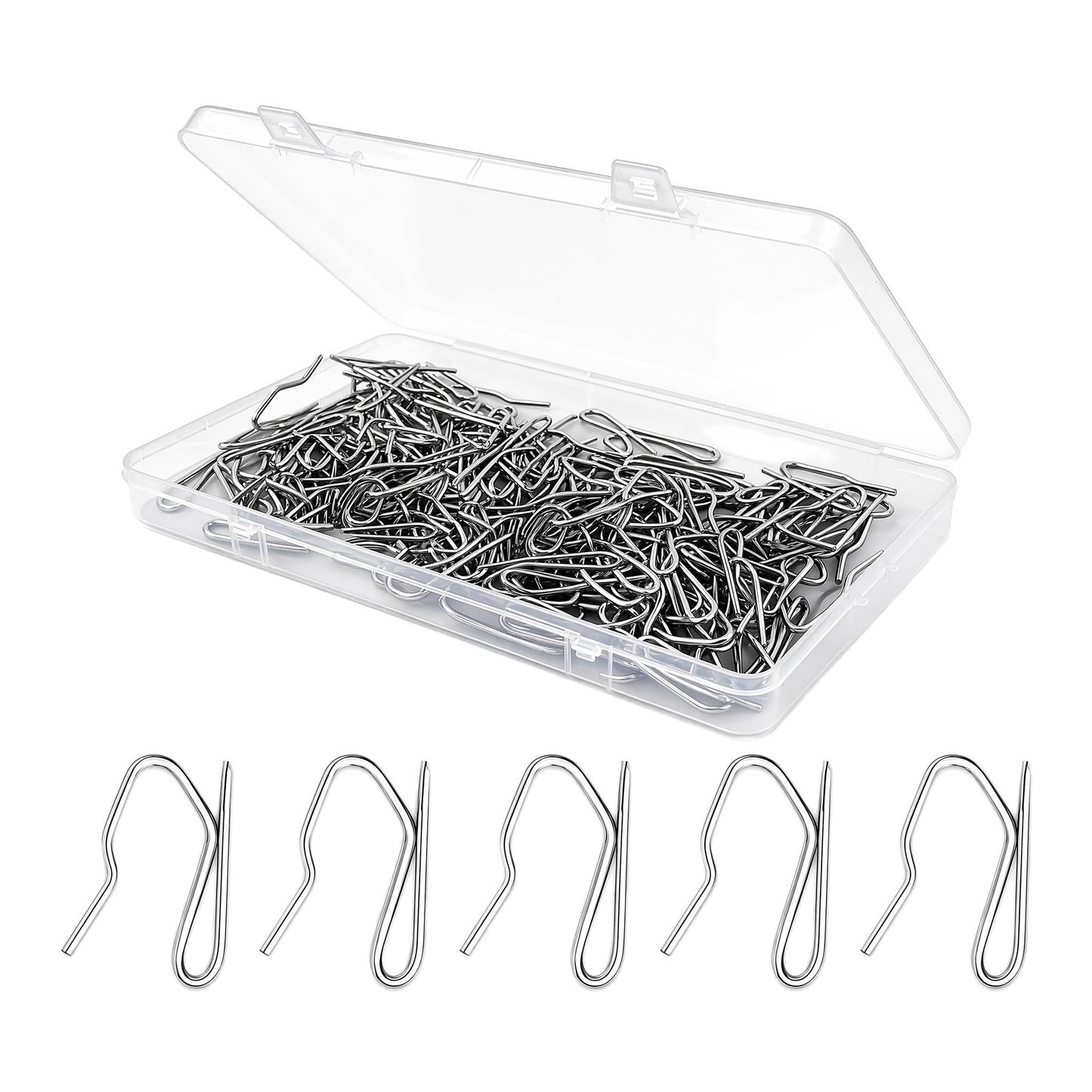 Miss Pen 100-Pack Stainless Metal Curtain Hooks, Heavy Duty Metal Drapery Pin Hooks for Pinch Pleat, Pencil Pleat Curtains, Window and Shower