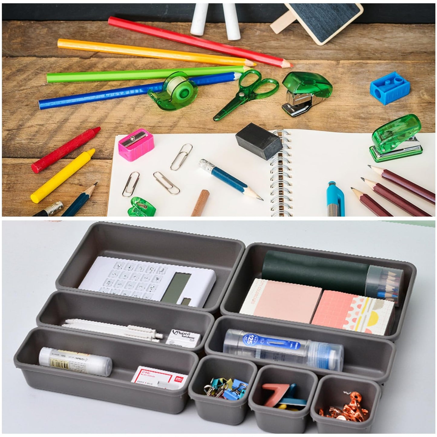 ASelected 16 Pcs Drawer Organiser,Interlocking Drawer Dividers Plastic Storage Trays,Tidy Desk Drawer Organiser for Kitchen Office Make-Up Clothing