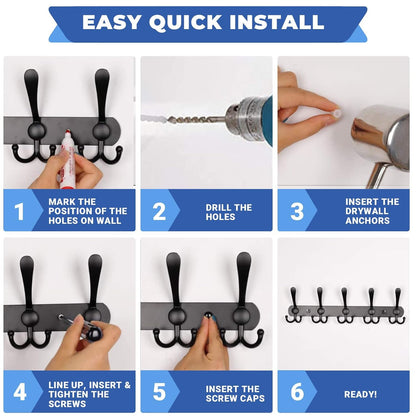GlazieVault Coat Hooks for Wall - Stainless Steel Coat Racks 2 Pack - Heavy Duty Coat Hook Wall Mounted