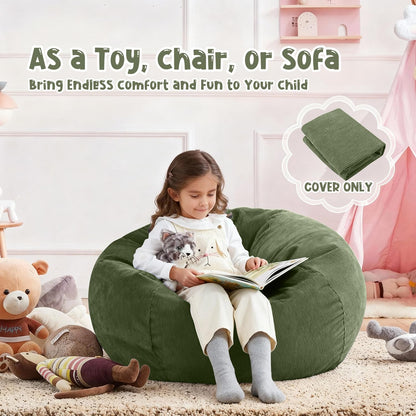 Nobildonna Bean Bag Chair Cover No Filler for Kids Beanbag Stuffed Animal Storage Without Filling Plush Toys Holder and Organizer Soft Premium