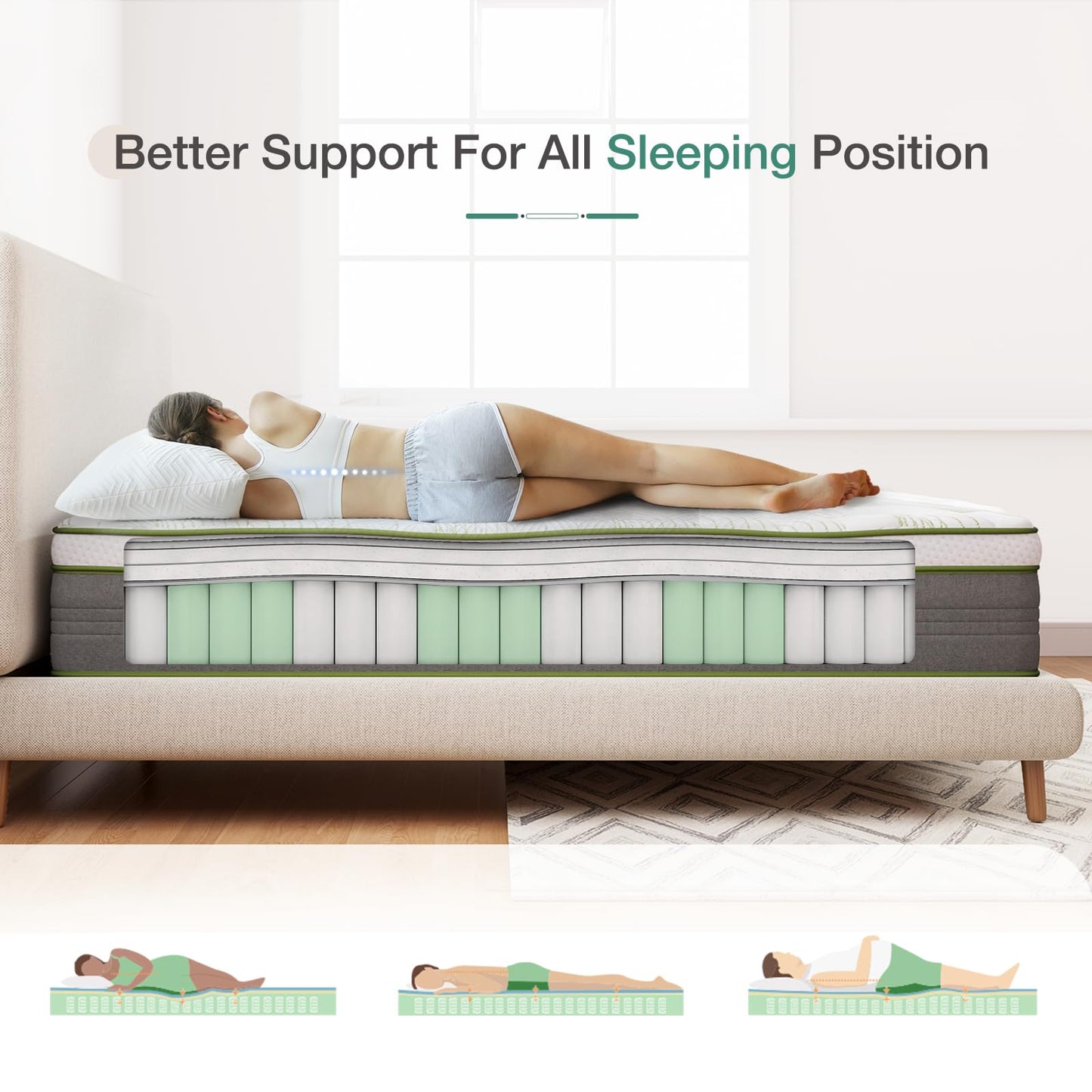 Novilla 3FT Single Mattress 9.4 Inch Deep Pocket Sprung Mattresses, CertiPUR-US Memory Foam Hybird Mattress