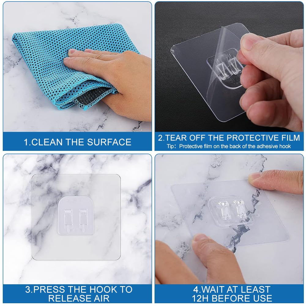 WOLMIK Shower Caddy Adhesive Replacement - 6 PCS Corner Shower Caddy Adhesive Sticker Hooks with Scraper