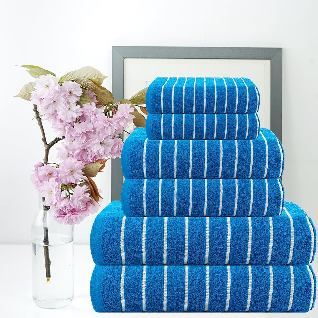CASA COPENHAGEN Ecstatic 6-piece towel set, 600 GSM Electric Blue, 2 bath towels, 2 hand towels, 2 washcloths, designed in Denmark