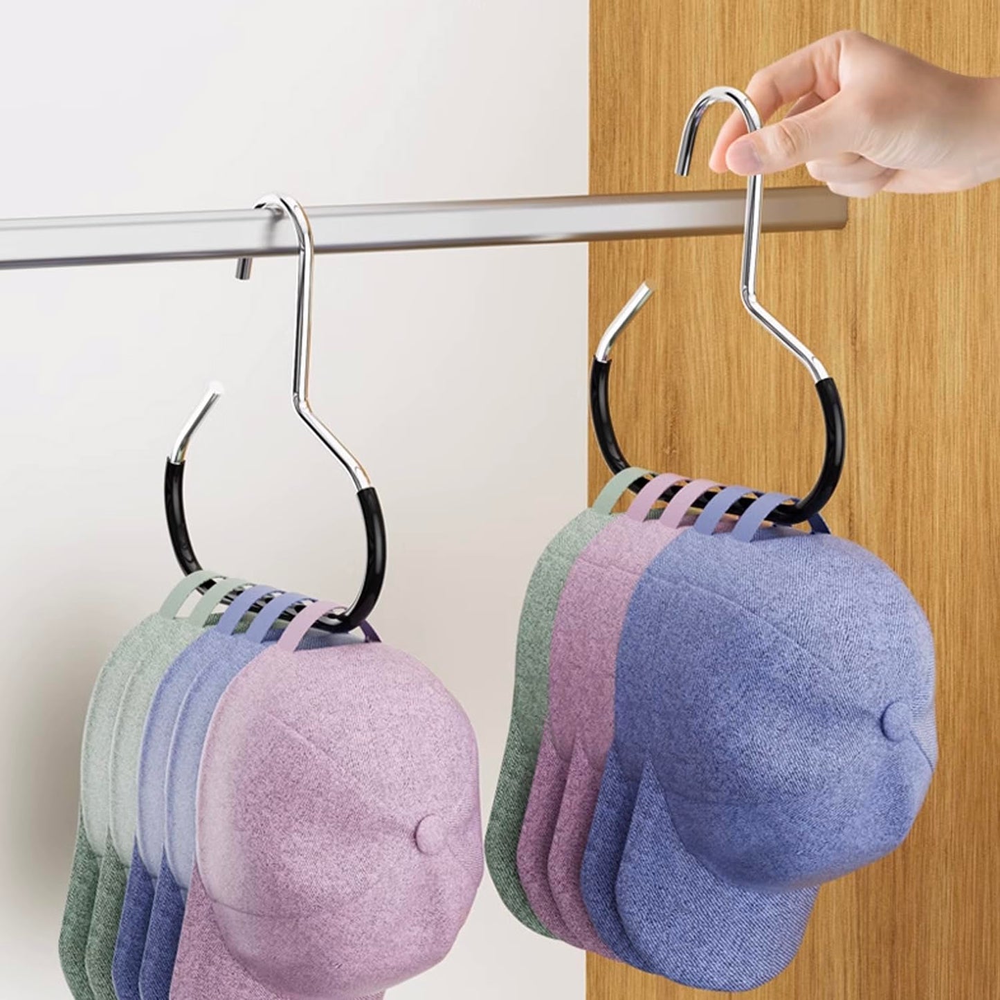Hat Organizer for Baseball Caps 8 Pack, Metal Purse Hook (4White 4Black)