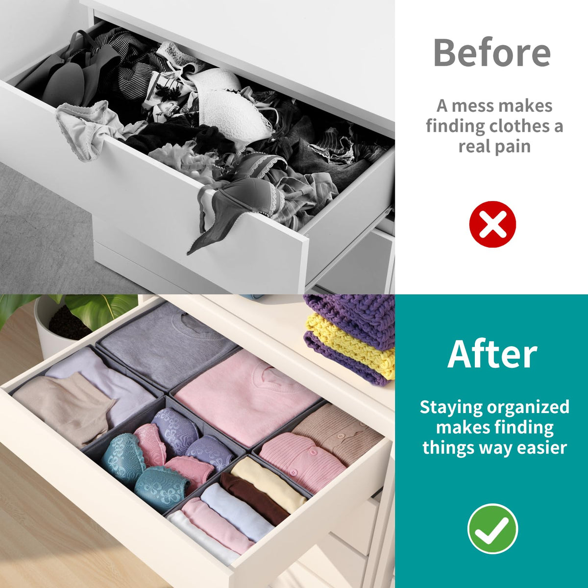 ORLISA Drawer Organiser System Compatible with PAX Wardrobe 75 x 58 cm Sturdy Base, Foldable, Storage Box, Cupboard Organiser for Baby Clothes
