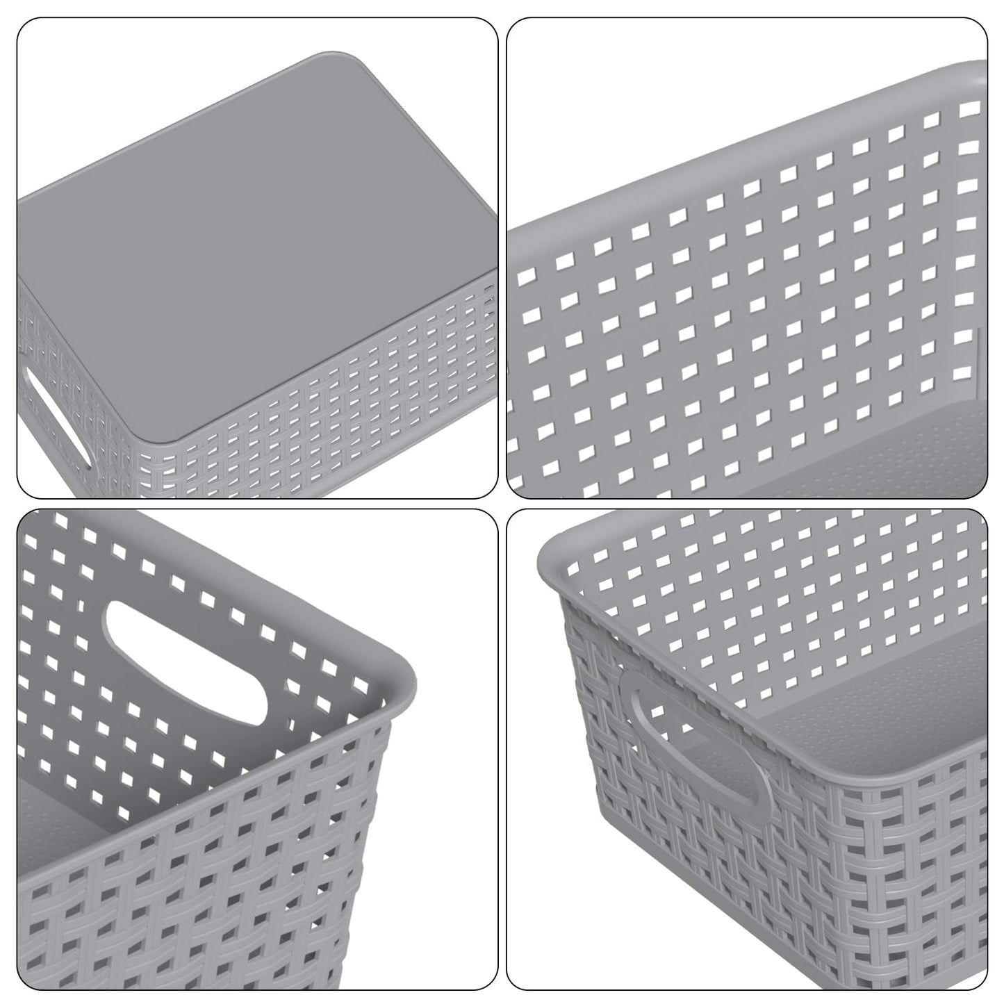 Hynomiky Small Weave Baskets Set of 12, Plastic Desktop Storage Basket, Grey