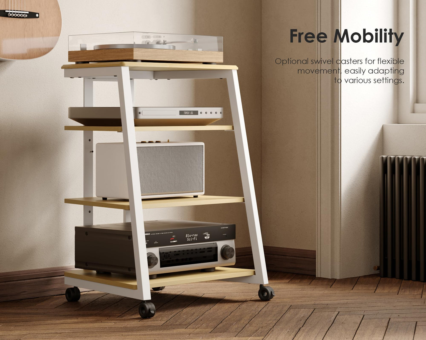 FITUEYES HIFI Stand Record Player Stand, Load Capacity 50KG, Nature