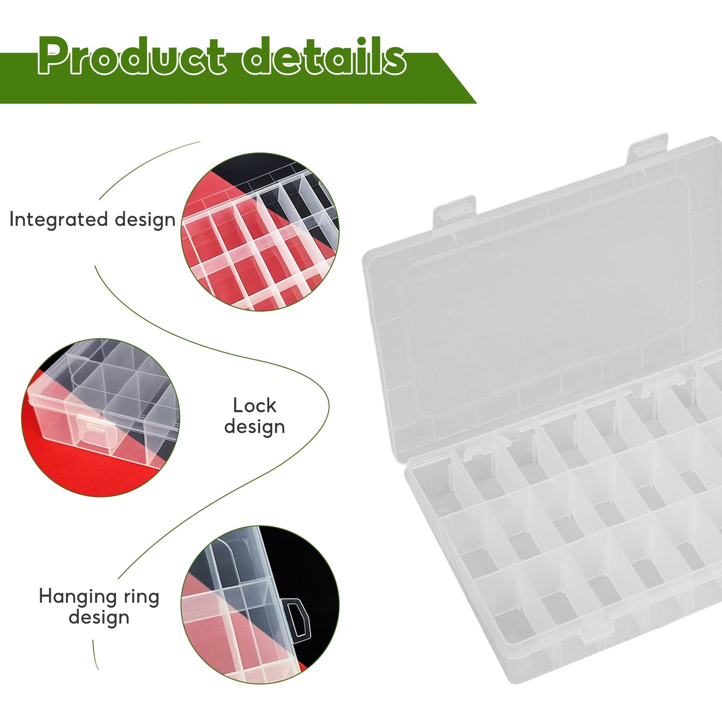Bead Organiser Storage Box, 4PCS 24 Grids Small Compartment Craft Case