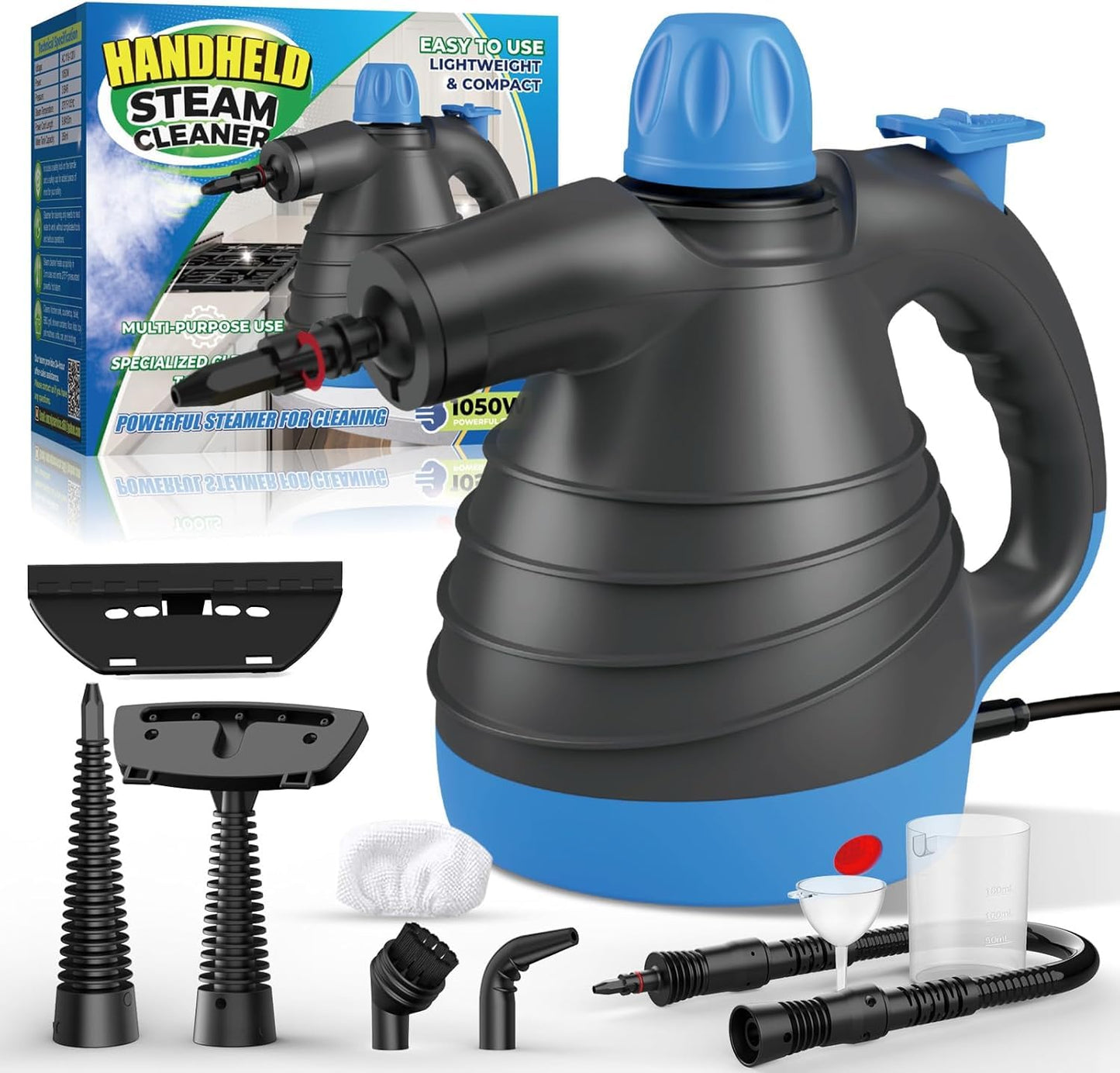 Steam Cleaner, Hand Held Steamer for Home Car, 9 Accessories Carpet Furniture Cleaner Machine, Portable Steaming Cleaner for Couch Grout Upholstery