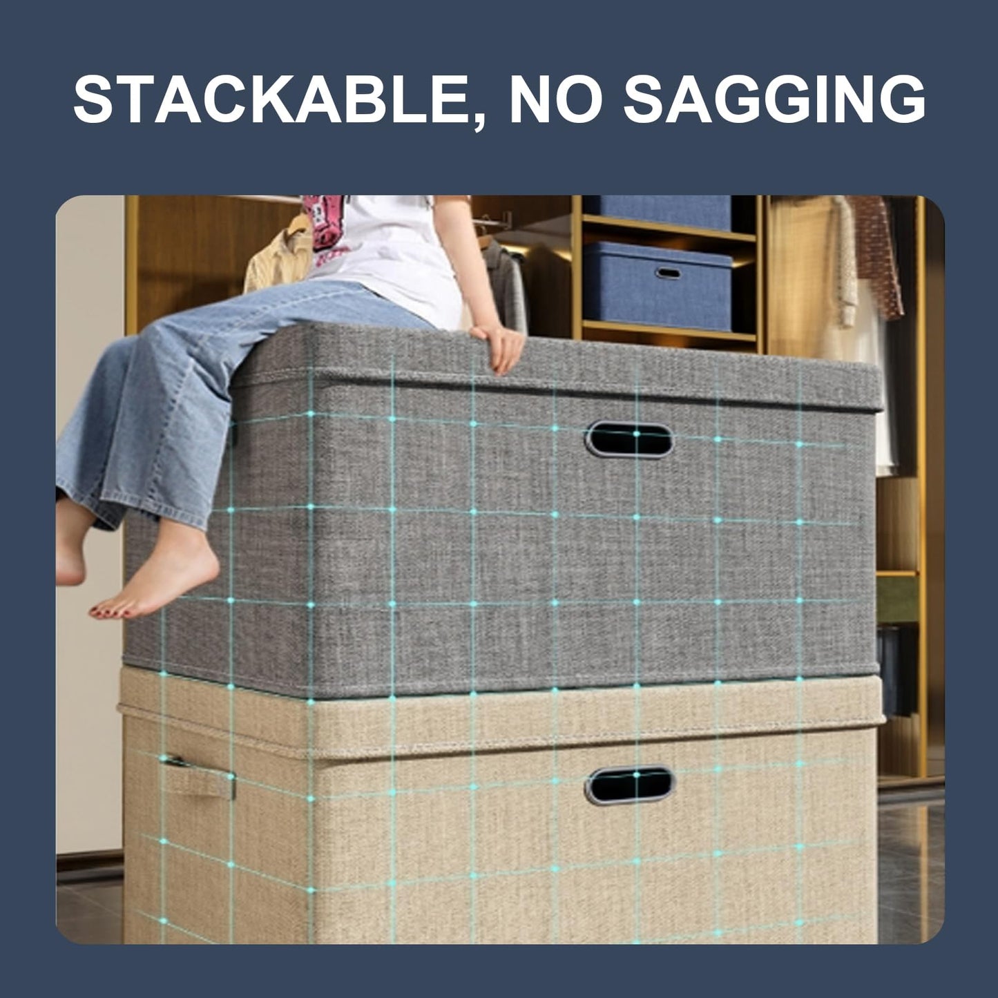 Vbvbip Foldable Lidded Storage Bins, Large Closet Organization Bins
