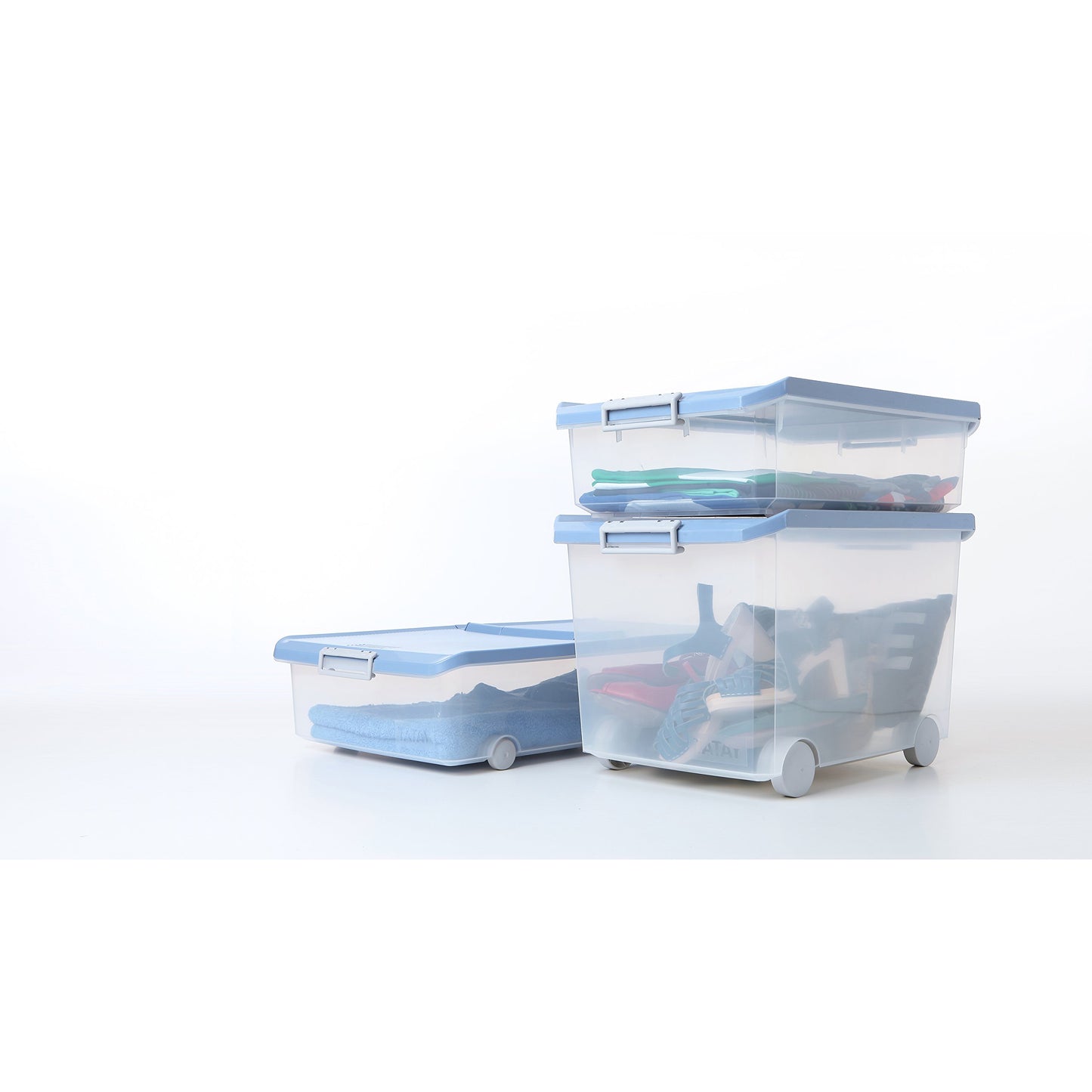 TATAY Storage Box Stackable Design ABS Plastic Lid with Hinges Included