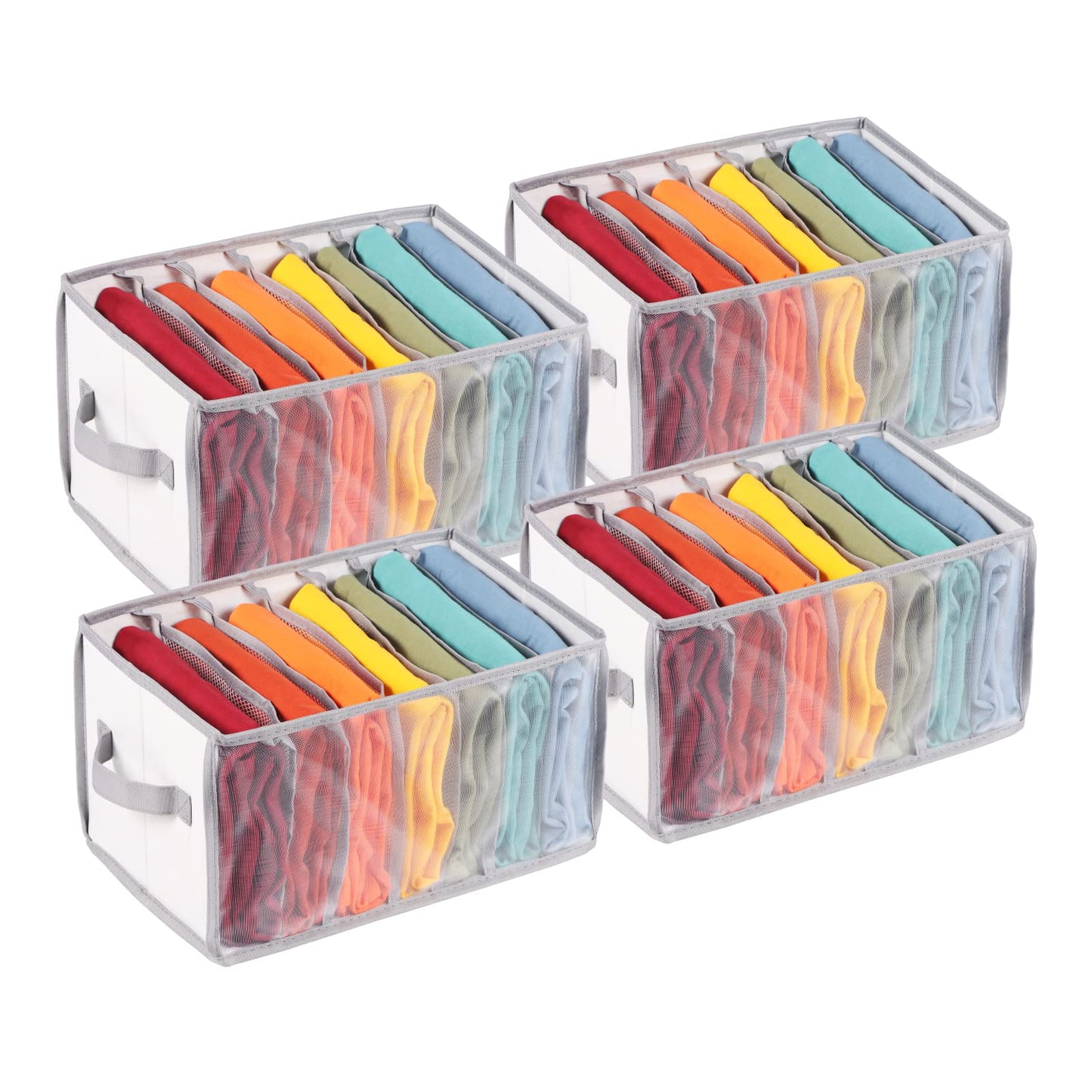 Univivi Large Clothes Drawer Organiser, 7 Grids, 4 pack