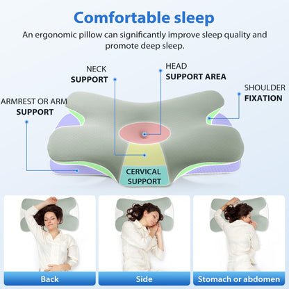 MULISOFT Memory Foam Pillow, Comfortable Pillow, Supportive Neck pillow, Ergonomic side sleeper pillow (GREEN)