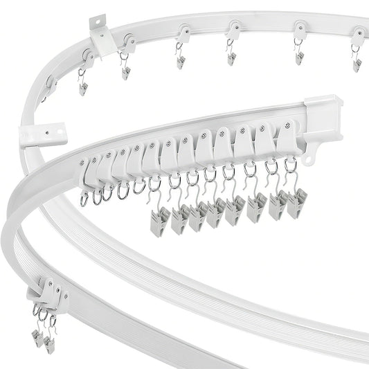 3.65m Ceiling Curtain Track,Flexible Bendable Curtain Rail Wall Mounted Plastic Curved Sliding 12Ft Ceiling Tracks Set System for Bay Window