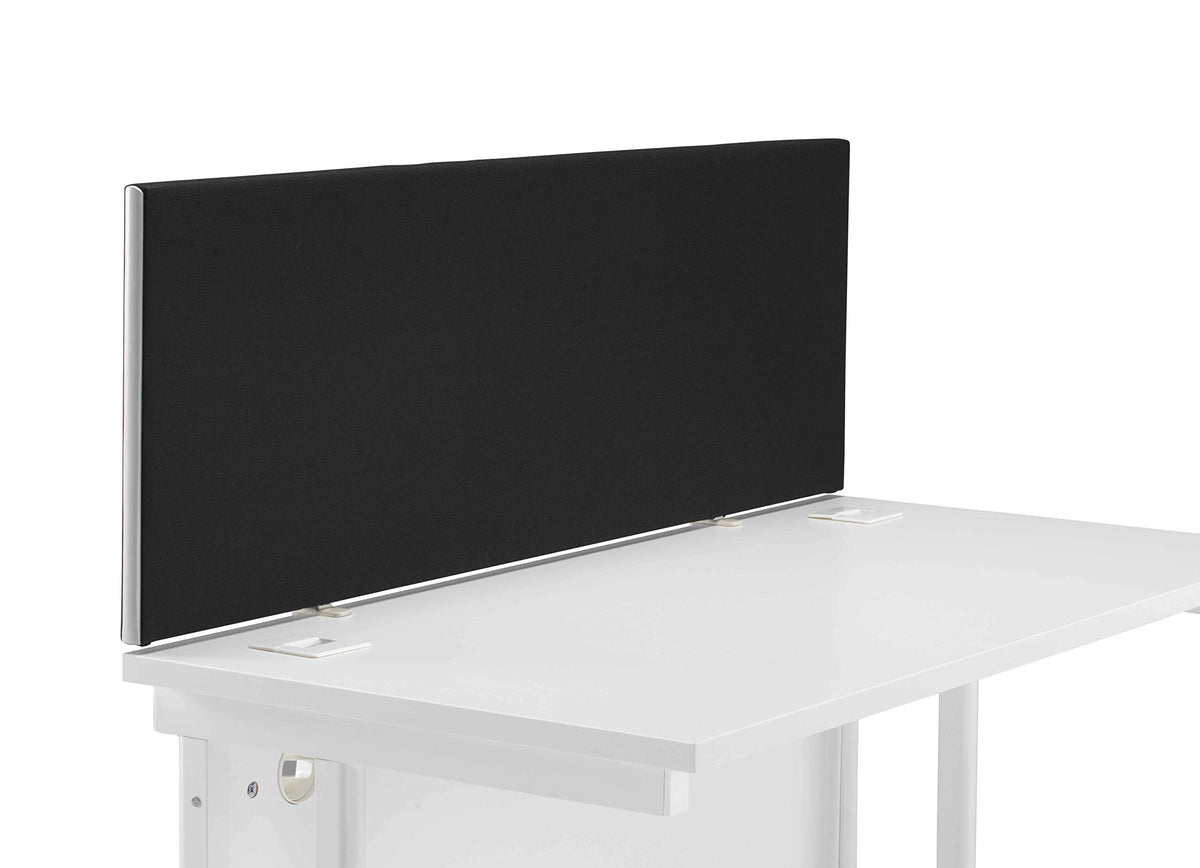 Office Hippo Upholstered Desktop Office Screen, G-Clamp Included, Fire-Retardant, Black, 140 x 3 x 40 cm