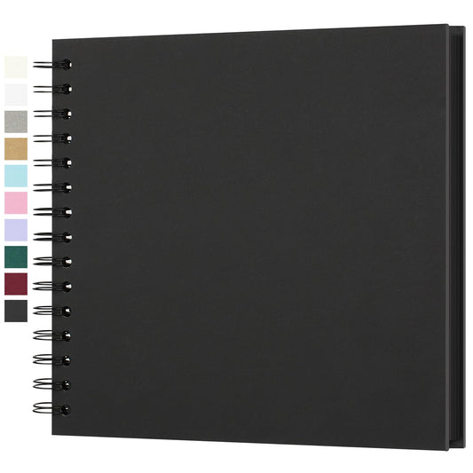 Yopih DIY Scrapbook Album 20.5x20.5 cm Hardcover Kraft Paper Scrap Book with 20 Sheets Memory Book for Family and Wedding Photography, Black