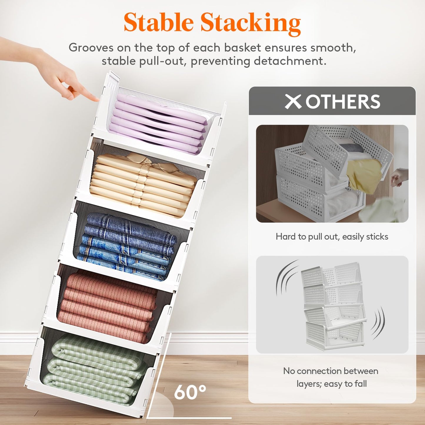 Lifewit 8 Pack Stackable Wardrobe Storage Organiser Hat Boxes 35.5 cm Depth