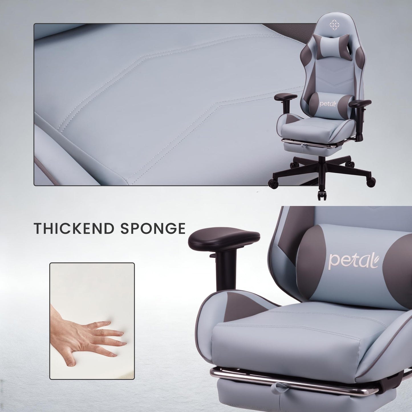 Play haha.Ergonomic reclining seat with footrest adjustable headrest and lumbar cushion high back support padded armrests PU leather finish for