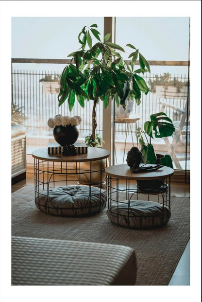 FUNTLY Coffee Table with Cat House, Modern 2-in-1 Side Table for Living Room, Hidden Pet Bed, Rustic Wood and Black Metal