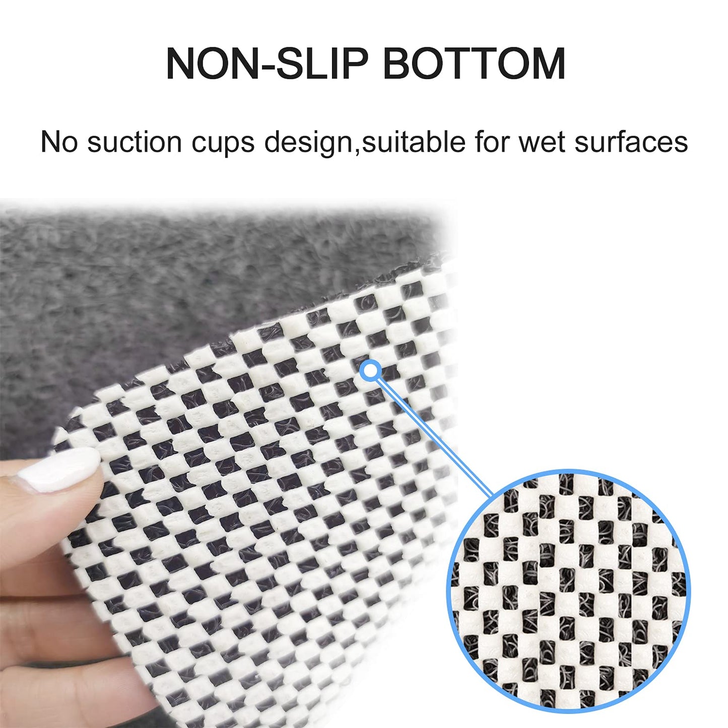 Loofah Shower Mat, Bath Mat Non Slip, Anti Mould Shower Mats for Inside Shower, 60 x 40 cm Shower Mats with Drain
