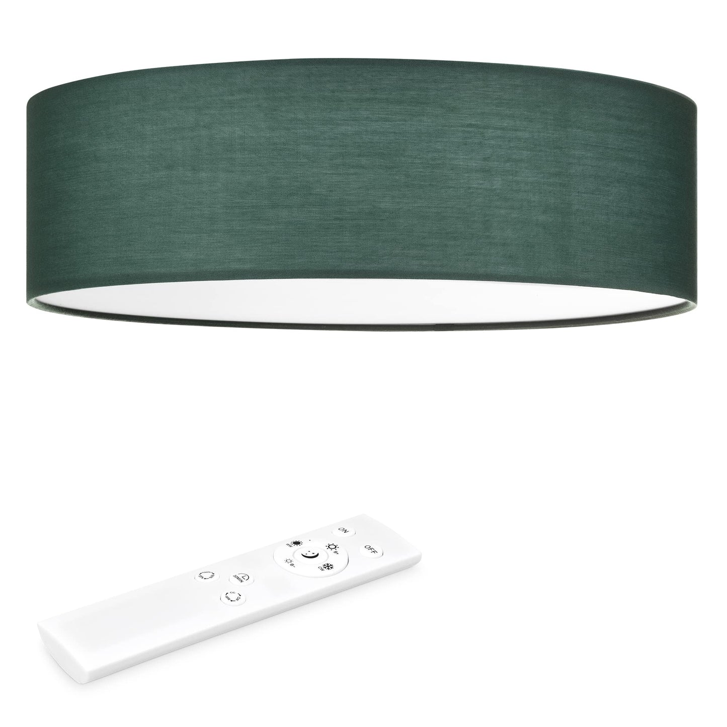 Navaris Round Fabric LED Ceiling Light - 40cm (15.8") Diameter Remote Controlled Round Flush Mount Ceiling Lamp with Dimmer, Temperature Change - Dark