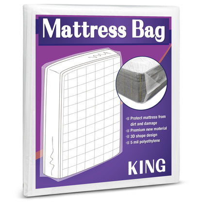 Mattress Bag for Moving and Storage, 5 Mil Heavy Duty Bed Mattress Cover, Mattress Protector Super Thick and Tear Resistant King