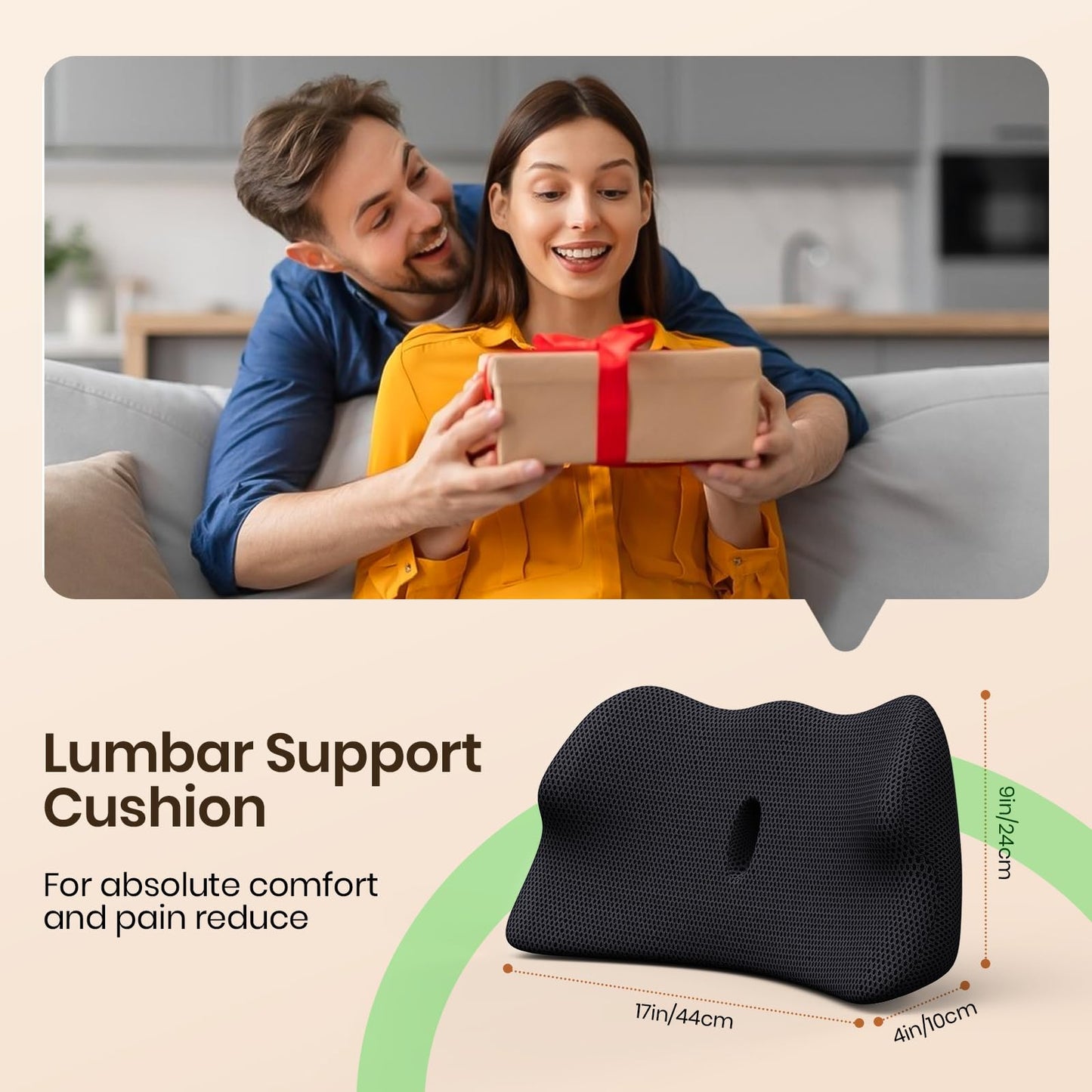 Benazcap Lumbar Support Cushion - Back Support Cushion for Pain Relief