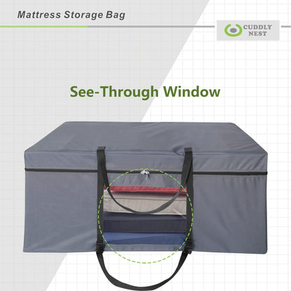Cuddly Nest Folding Mattress Storage Bag - Heavy Duty Carry Case for Tri-Fold Guest Bed Mattress Fits 6" Queen Mattress
