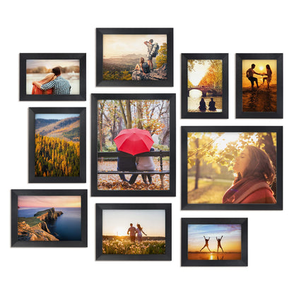 Giftgarden 10 Pcs Multi Picture Photo Frames Set for Multiple Size Photograph, Two 8x10, Four 4x6, Four 5x7, Black