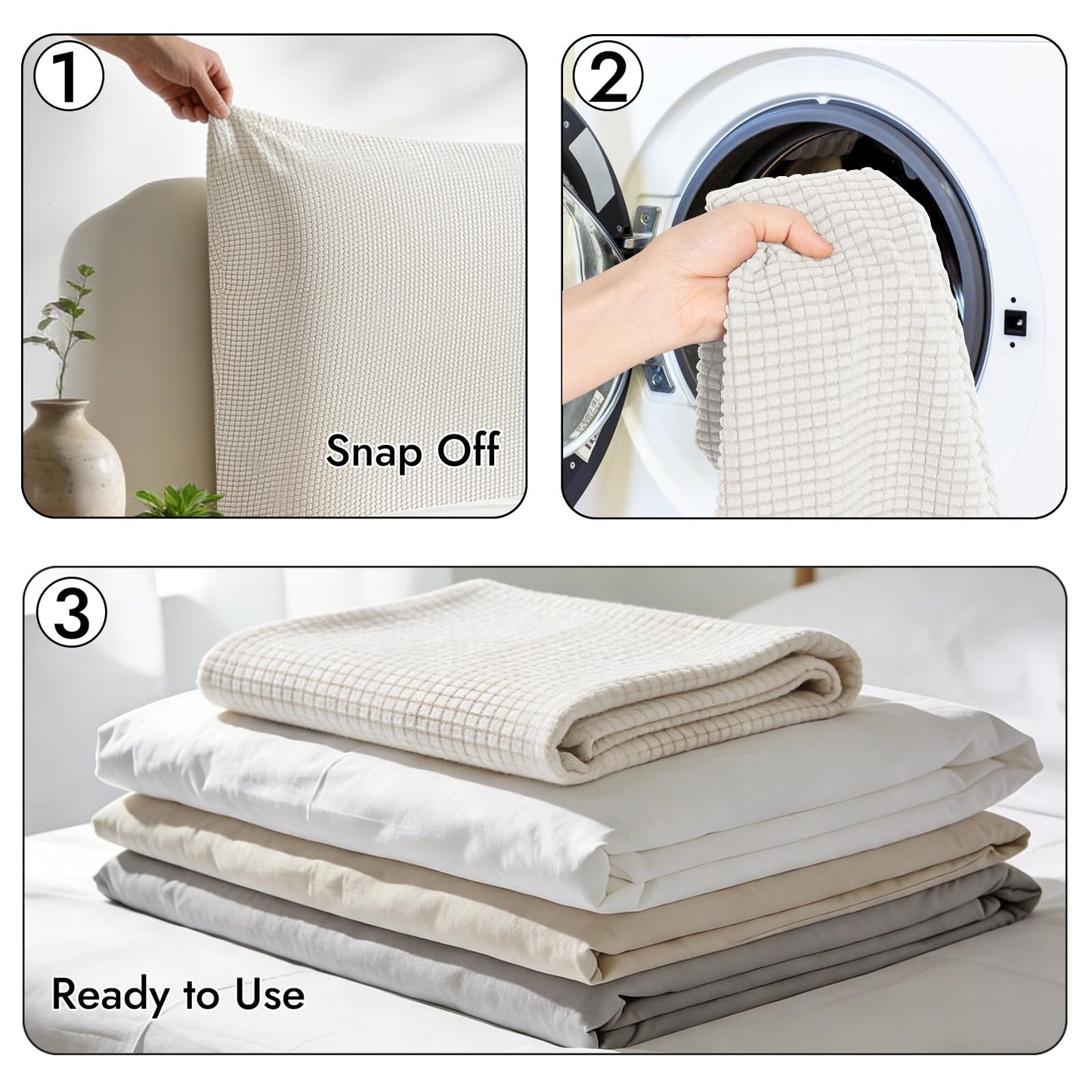 Niuoppy Bed Headboard Cover Fully Wrapped, Stretch Head Board Covers for Single Bed, Beds Headboard Protector Dustproof and Cat Scratch-proof