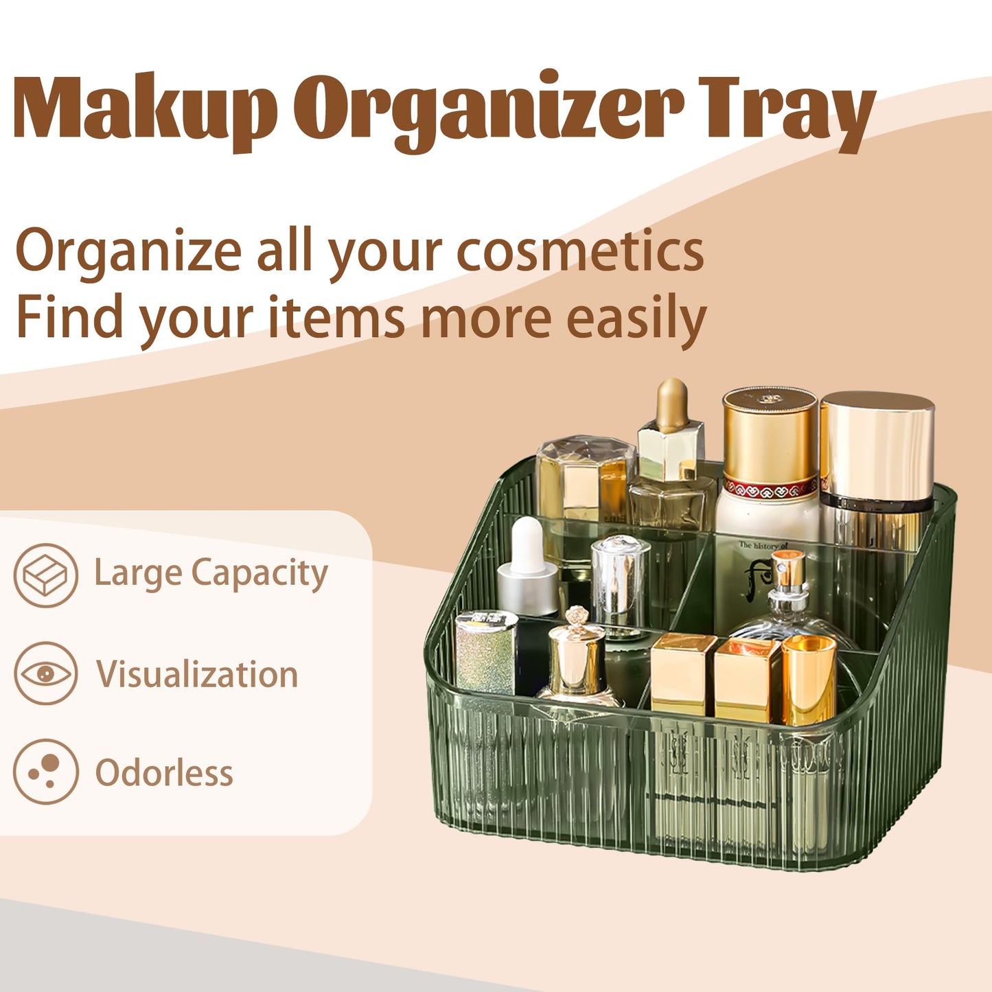Homeanda Makeup Organiser Storage Compartments, Skin Care Cosmetic Organiser, Makeup Organiser and Storage(Green)