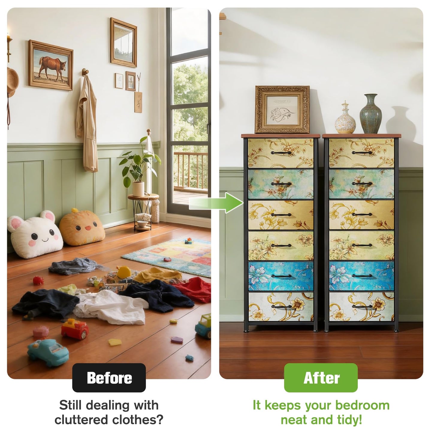LNZHAO 6 Drawer Tall Chest of Drawers Bedroom