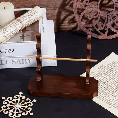 NBEADS 4-Tier Wooden Wand Display Holder, 18x6.9x18cm Wizard Wand Stand Magic Wand Display Sword Stand for Desktop Display Decoration Collection