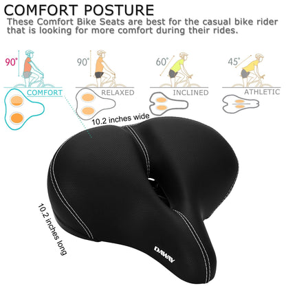 DAWAY C30 Large Wide Bike Seat - Most Comfortable Oversized Bicycle Saddle for Peloton, Mountain, Road, Cruiser, Stationary, Exercise Bikes - Soft