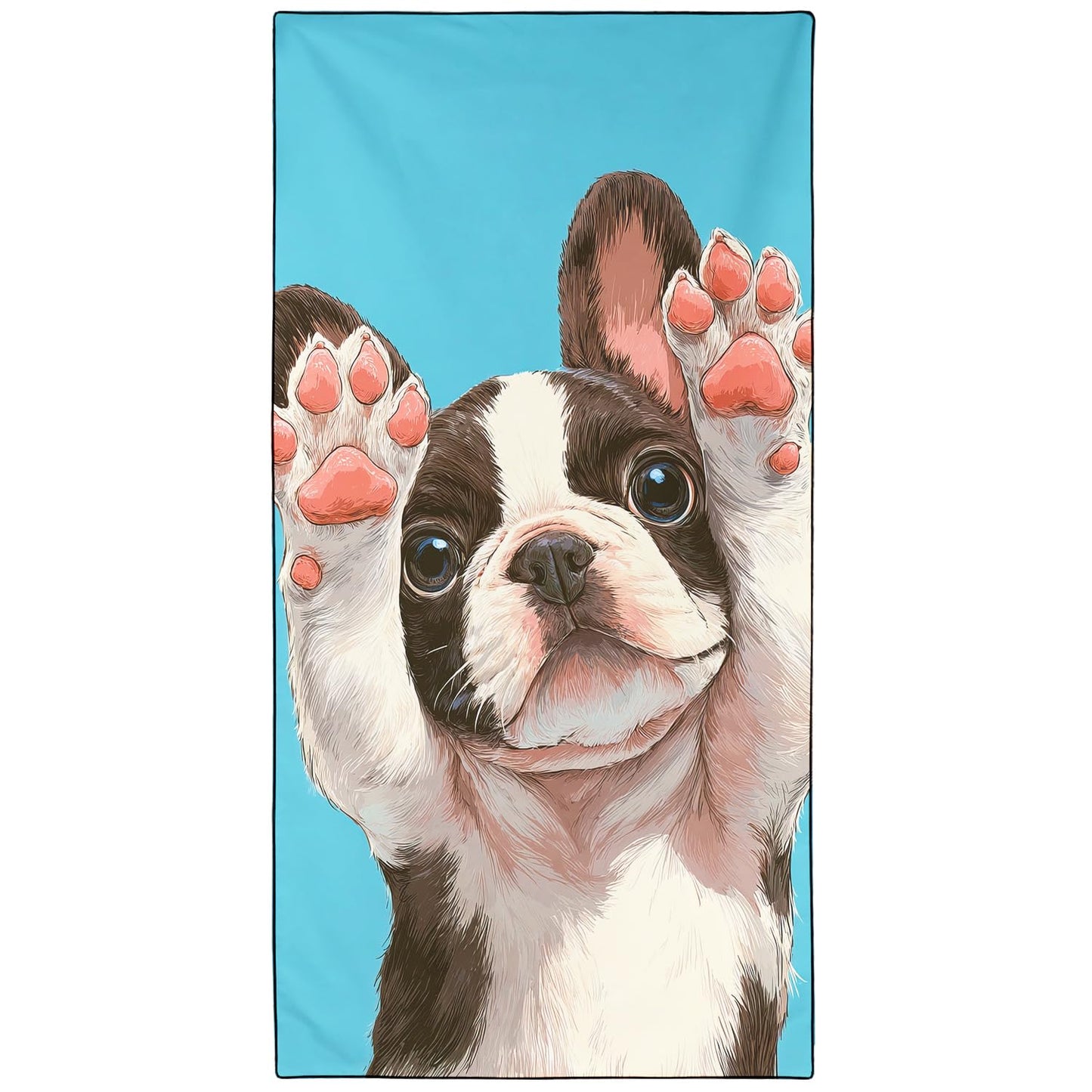 Violetpos Boston Terrier Beach Towel for Dog Lovers, Extra Large 180x90 cm 250GSM Microfibre, Sand Free Quick Dry