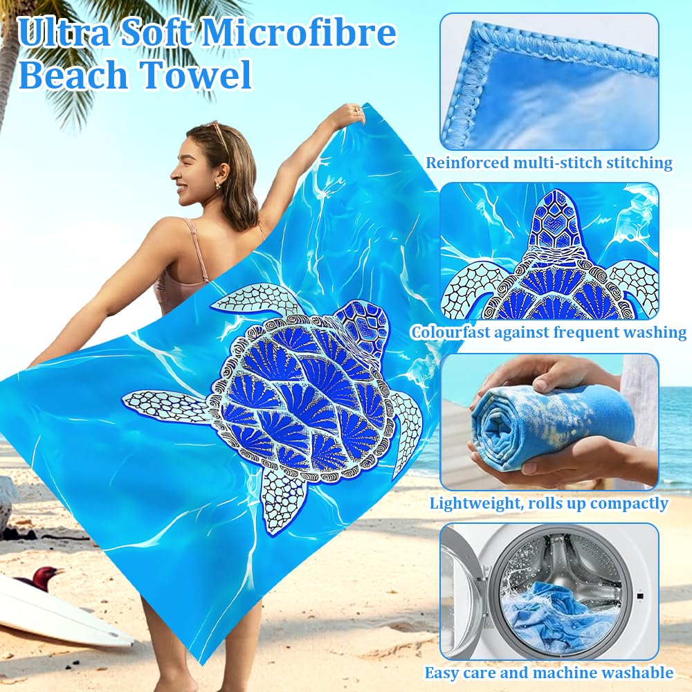 Jonuin 2 Pack Microfibre Beach Towels for Adults, 180 × 90 cm Extra Large Microfibre Beach Towel with Double Side Print, Quick Dry Towel