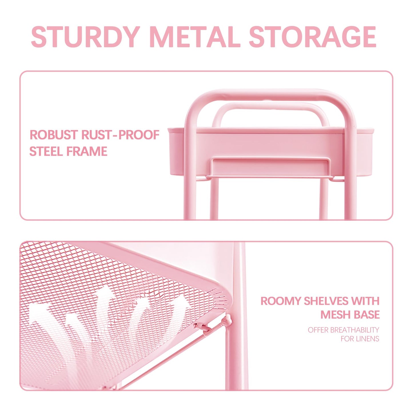 KINGRACK 3 Tier Metal Storage Trolley on Wheels