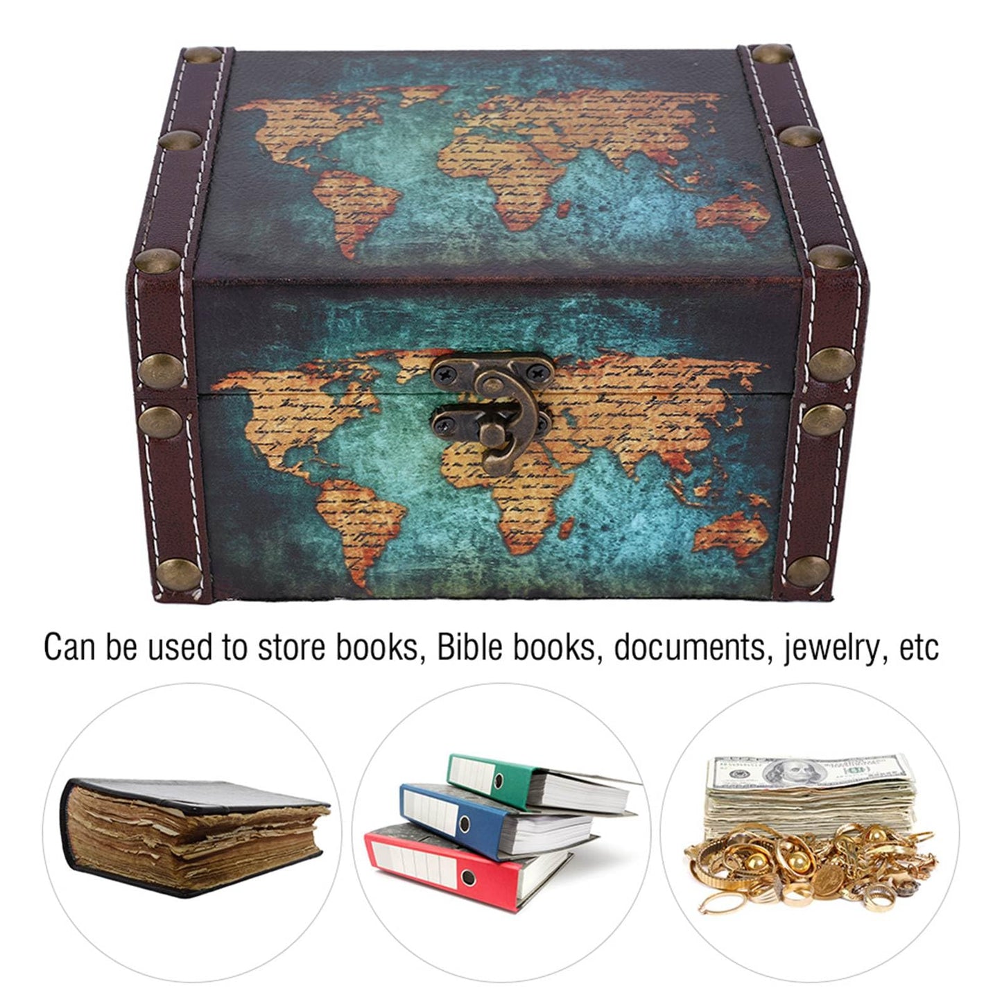 Leopacat Decorative Boxe,Wood Storage Box with Lid European Style Organizer