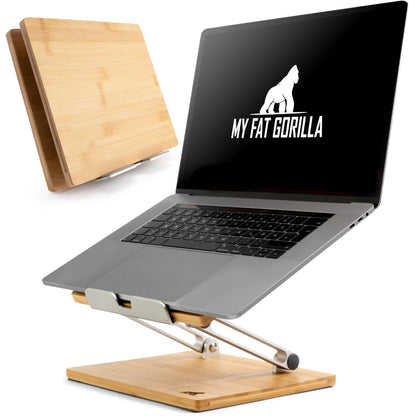 MY FAT GORILLA Bamboo Laptop Stand - Laptop Riser - Laptop Stand For Desk - Laptop Riser For Desk - Laptop Accessories - Desk Accessories - Office