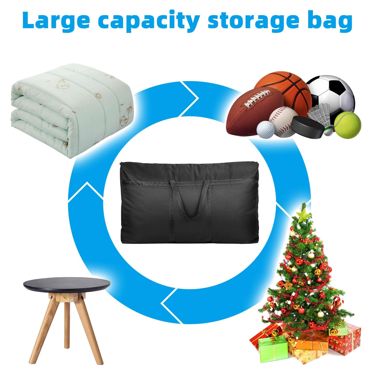 Alowor 4 Pack 180L Extra Large Heavy Duty Storage Boxes with Lids for Moving House Big Clothes Storage Bags Boxes with Zipper Handles Strong 600D