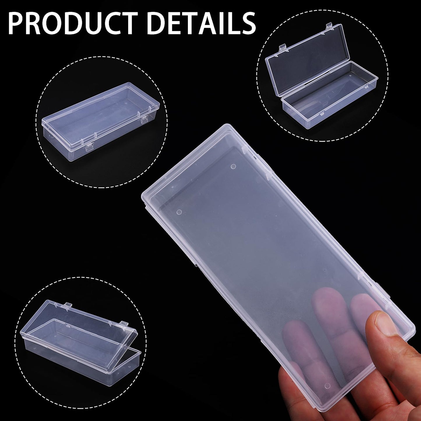 WLLHYF 3Pack Small Plastic Storage Containers with Hinged Lids, Rectangle Clear Plastic Storage Containers Box for Beads Jewelry and Crafts Items