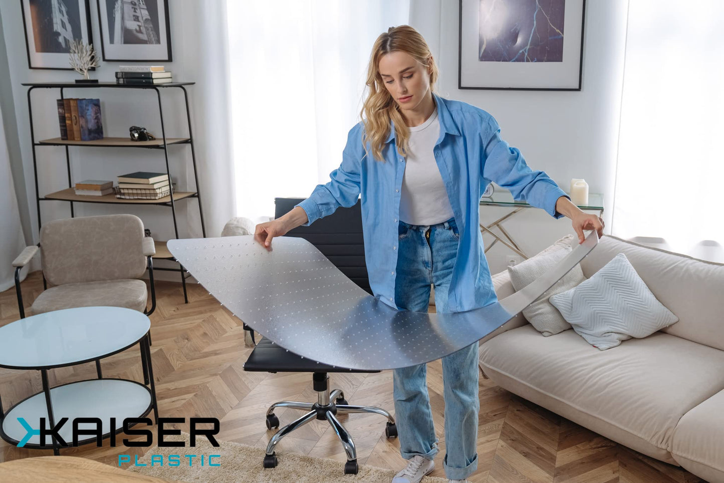KAISER plastic® Chairmat Carpet PET 90x120 cm | Carpet Protector Mat | Transparent Office Chair Floor Protector – Made in Germany