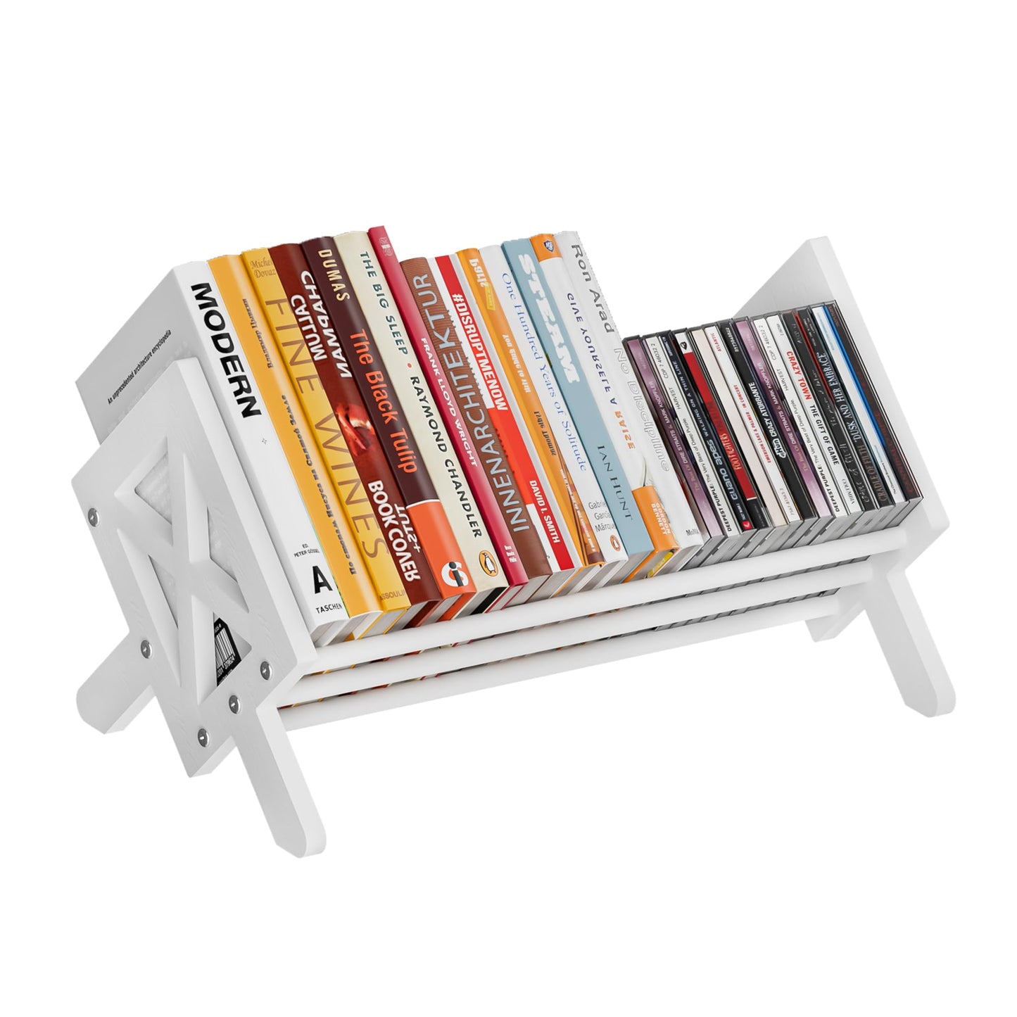 THYGIFTREE Wood Tilting Bookcase in Living Room/Home/Office, Desktop Book Shelf Organiser Bookshelves Storage Rack for CDs/Magazine/Books Display
