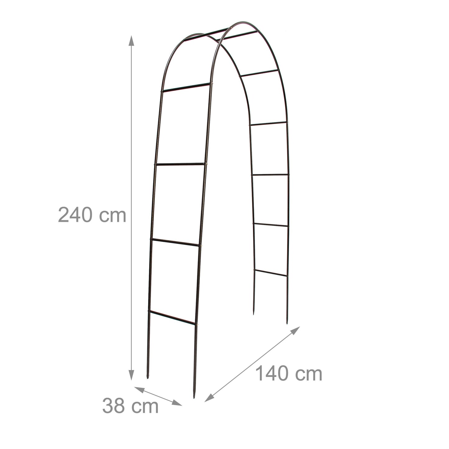 Relaxdays Powder-Coated Steel Rose Arch, Garden Arbour or Trellis, Weather-Proof Support for Climbing Plants, Dark Brown