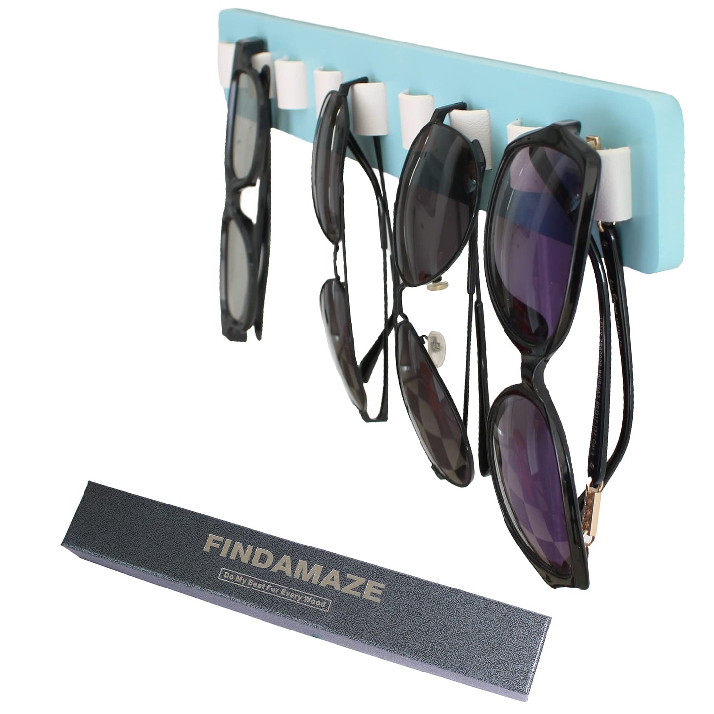 FINDAMAZE Sunglasses Organizer Wood Sunglasses Storage Wall Mounted Glasses Holder/Sunglasses Stand Eyewear Display for Men or Women
