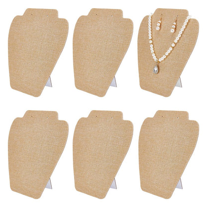 FINGERINSPIRE 6pcs Linen Earring Necklace Display Stand Tan Color