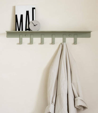 Kazai. Wall Mounted Coat Rack with Shelf 'Holmsen' | Modern Coat Hooks Wall Mounted | Hanger with Storage Shelf | Metal Hook Rack for Hallway